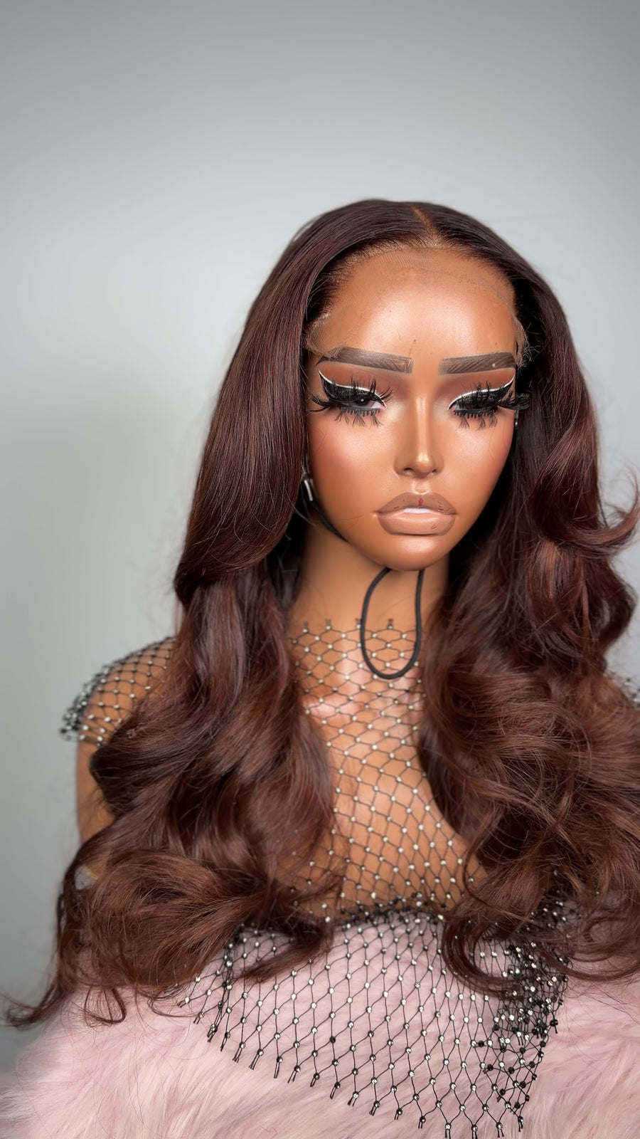Ayla 6x6 HD lace closure wig, chocolate brown human hair, 360 video