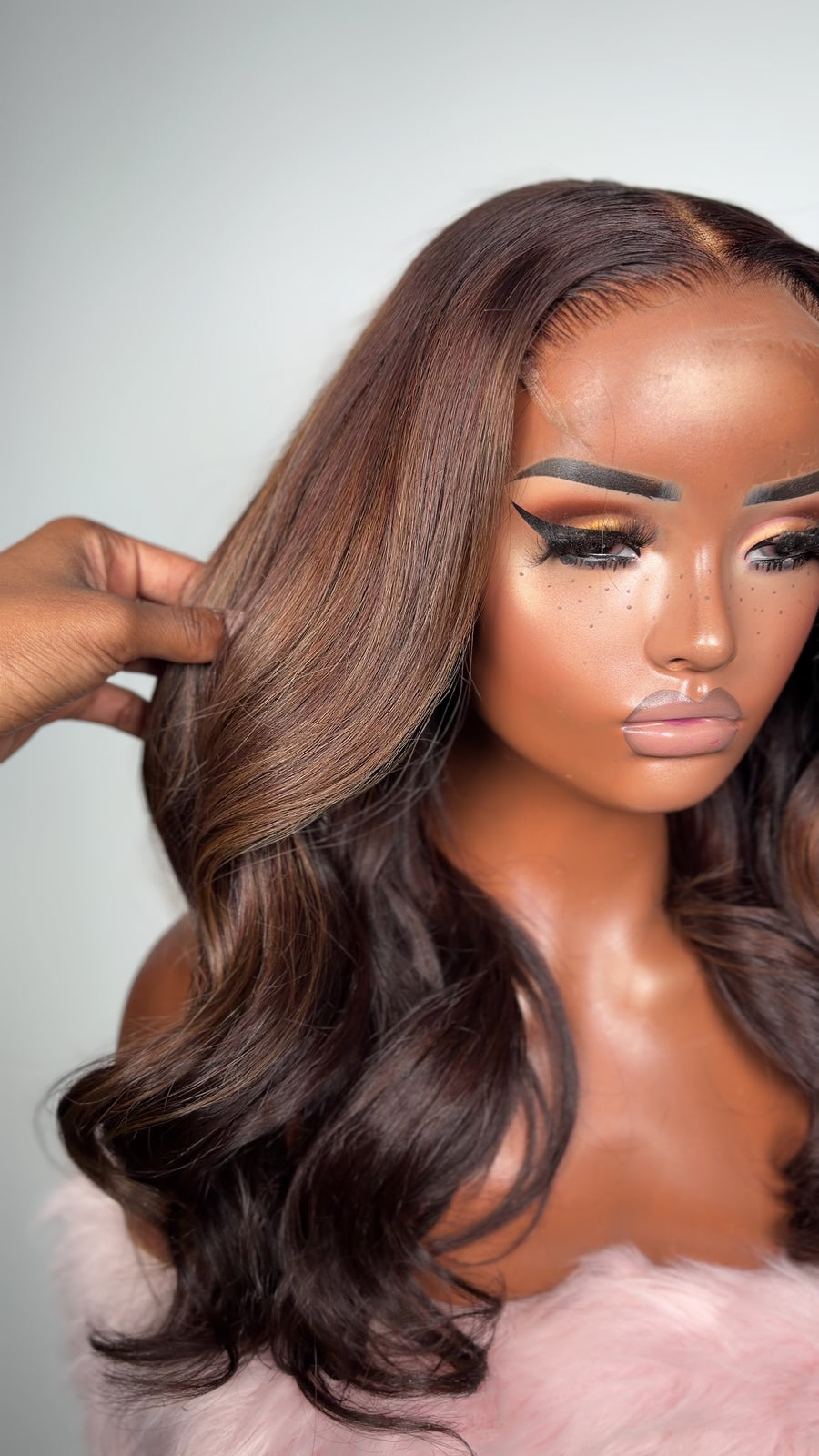 Sarai Brown Highlight 5x5 HD lace closure wig, brown highlighted human hair, 360 video