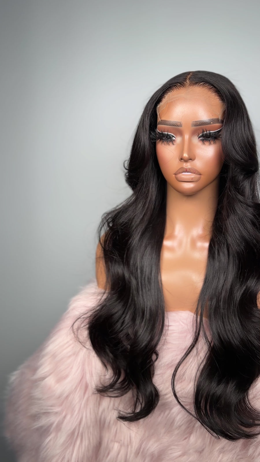 Sarai 24 inch 5x5 HD lace closure wig, natural 1B human hair, 360 video