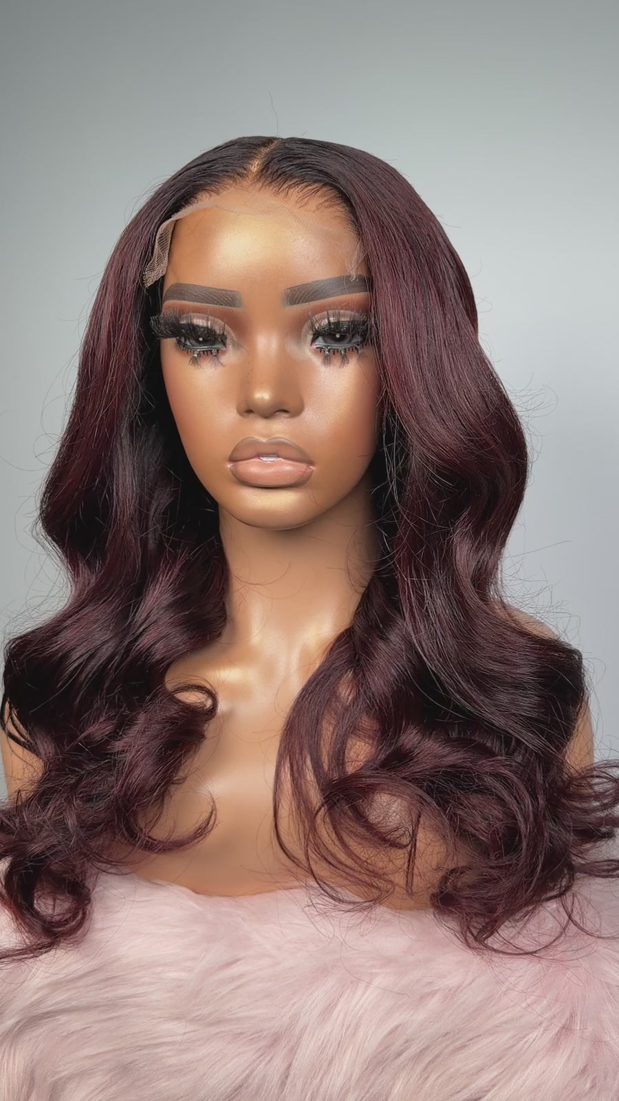 Fallon Burgundy 5x5 HD lace closure wig, deep burgundy human hair, 360 video